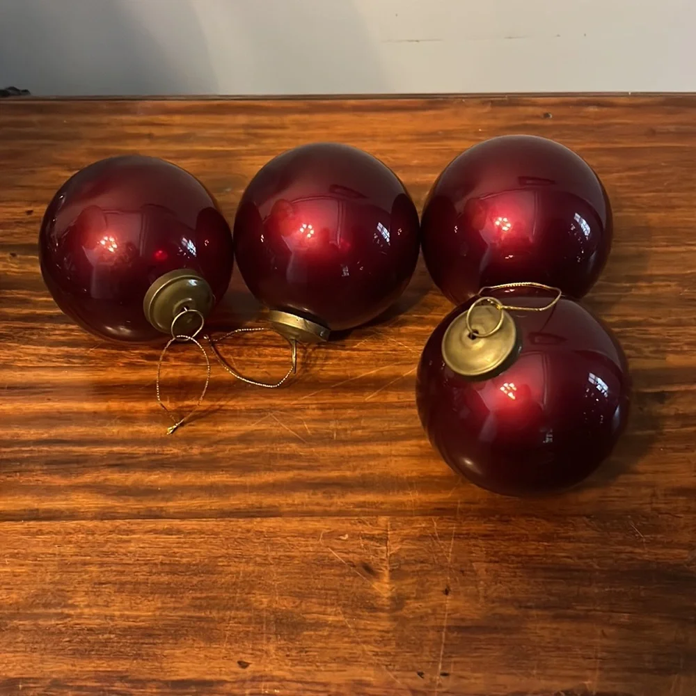 Vintage Restoration Hardware Red Glass Christmas Ornament